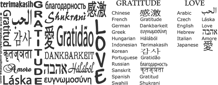 Gratitude And Love design with Languages